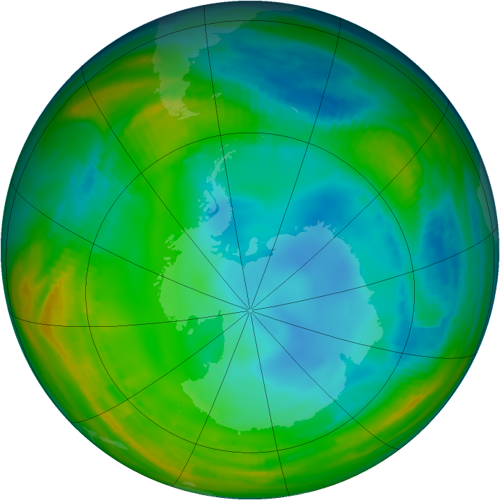 Antarctic ozone map for 14 July 1998